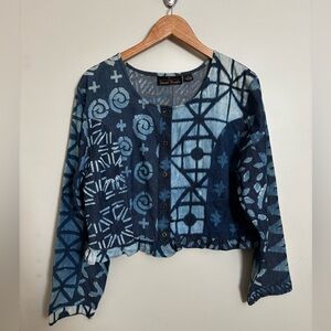 Sacred Threads Vintage Bleached Hippie M Jean jacket shirt Lightweight Cropped